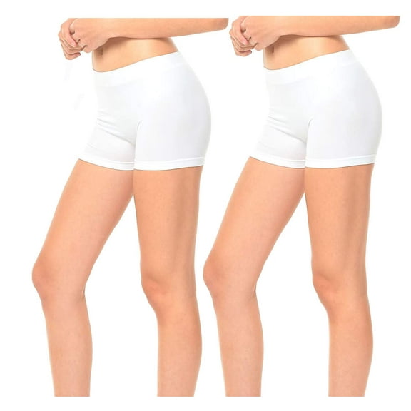 2 Pack Women's Seamless Stretch Exercise Yoga Shorts (White)