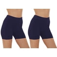 thumbnail image 1 of 2 Pack Women's Seamless Stretch Yoga Exercise Shorts (Navy), 1 of 1
