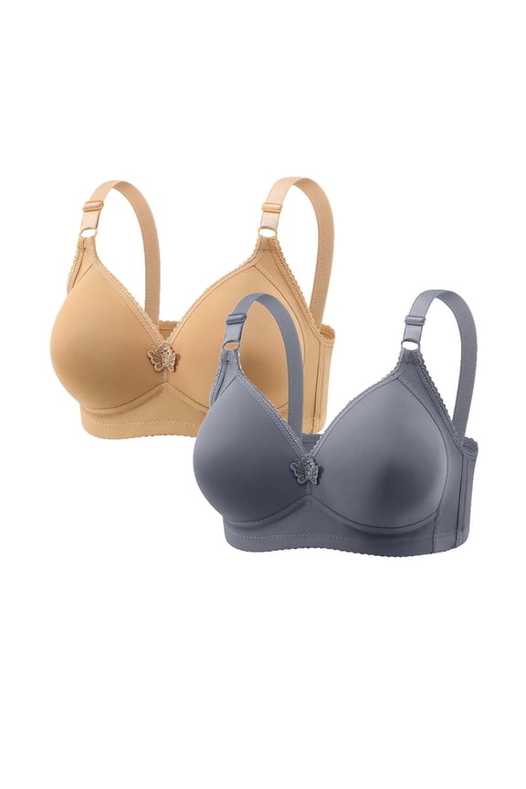 2-Pack Women's Seamless Support Bra Set, Soft Everyday Wear with Lifting Fit, Solid Color Underwear for Comfort and Fashion