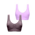 thumbnail image 1 of 2 Pack Women's Seamless Wire-Free Bra Comfort Workout Sports Bra Low-Impact Activity Sleep Bras, 1 of 3