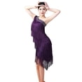 thumbnail image 1 of 2 Pack Women's Sequins Tassels Flapper Dress 1920s Gatsby Cocktail Dance Dress Sloping Shoulders Dance Dress, 1 of 7