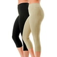 thumbnail image 1 of 2 Pack Women's High Waist Cotton Capri Jegging Pants Pull On Stretch Capris Size S - 3XL, 1 of 5