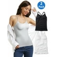 thumbnail image 1 of 2 Pack Women's Solid Camisoles Stretch Tank Tops with Shelf Bra Adjustable Strap Cami with Built in Padded Bra, 1 of 5