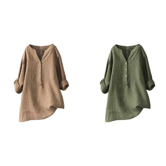 (2Pack) Women's Solid Color Stand Relaxed Fit Tees for Women Up Collar