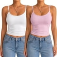 thumbnail image 1 of 2 Pack Women's Spaghetti Strap Crop Cami Tank Tops, U Neck Low Back Slim Fit Sleeveless Layering Camisole, 1 of 8