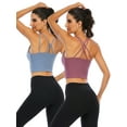 thumbnail image 1 of 2 Pack Women's Sport Bra Strappy Back Yoga Tops Running Workout T-Shirt Sports Underwear Inner Chest Pad Sling Tube Top Vest, 1 of 5