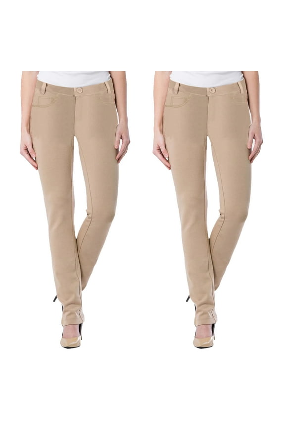 2-Pack Women's Super Stretchy Slim Fit Ponte Pants