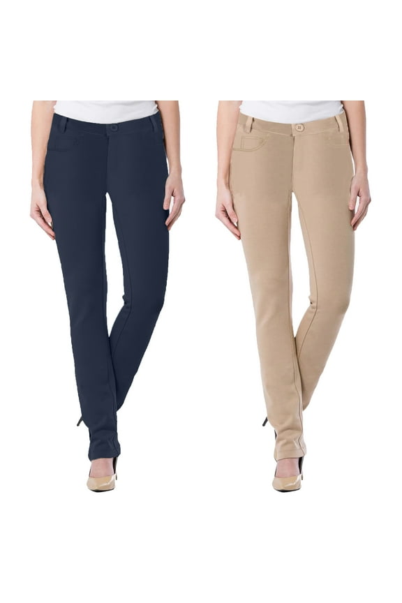 2-Pack Women's Super Stretchy Slim Fit Ponte Pants