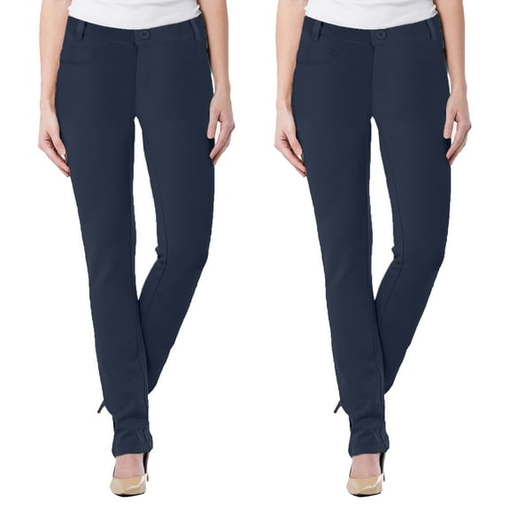 2-Pack Women's Super Stretchy Slim Fit Ponte Pants