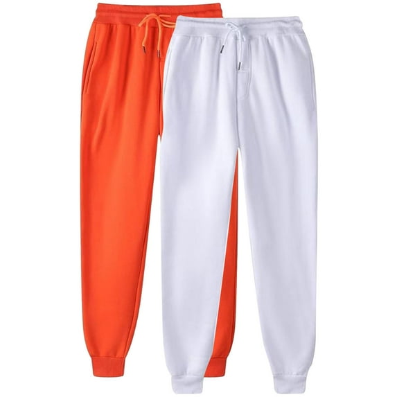 2 Pack Women's Sweatpants Casual Home Over Size Solid Color Loose Sports Outside Wear White Sweatpant Joggers (S)