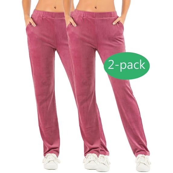 2 Pack Women's Sweatpants Sweatsuit Womens Jogger Sweatpants Velvet High Waist Loose Fit Long Yoga Trousers Pants(Only Pant)
