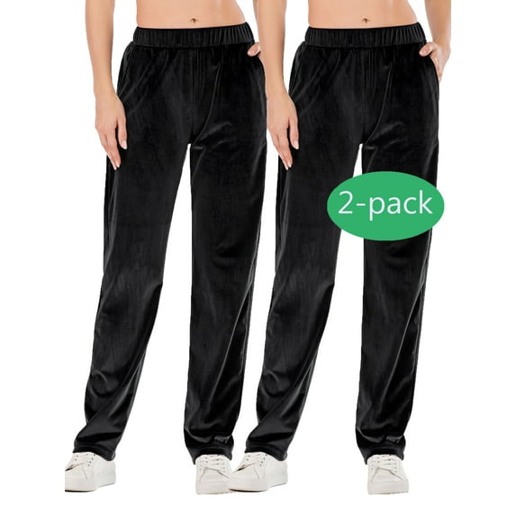 2 Pack Women's Sweatpants Sweatsuit Womens Jogger Sweatpants Velvet High Waist Loose Fit Long Yoga Trousers Pants(Only Pant)
