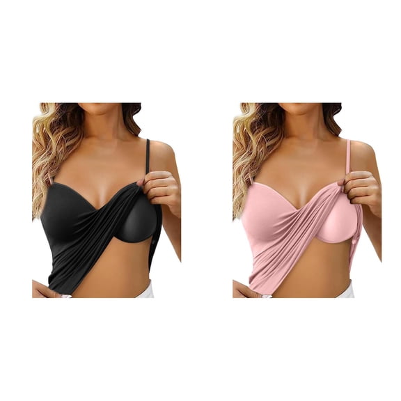 2 Pack Women's Tank Top Women's Shelf Bra Camisole Tops Adjustable Spaghetti Strap Cami Tank Undershirts Women Tank Tops XL