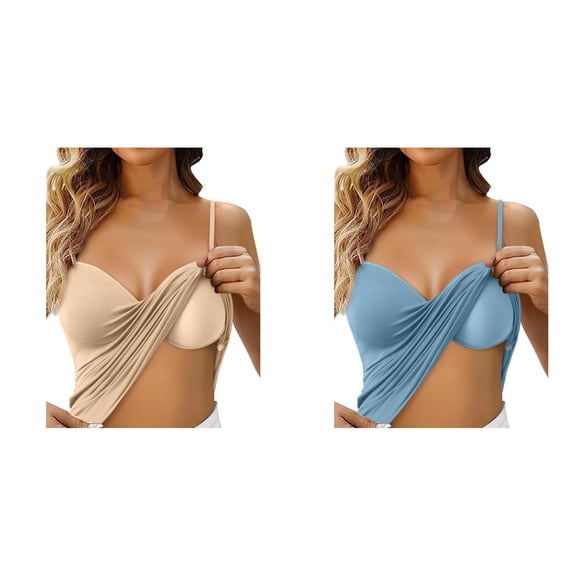 2 Pack Women's Tank Tops Women's Shelf Bra Camisole Tops Adjustable Spaghetti Strap Cami Tank Undershirts Sport Tank Tops for Women XL