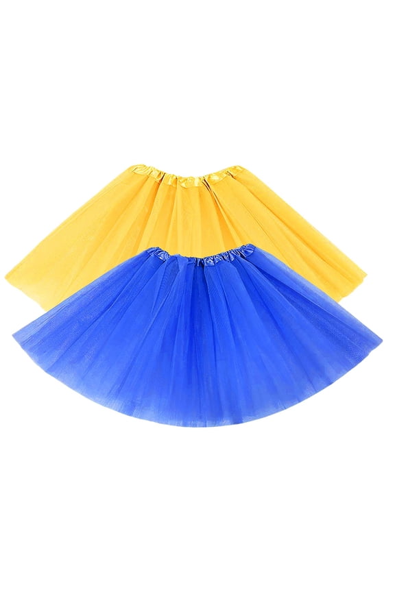 2-Pack Women's Tulle Tutu Skirt Set, Layered Mesh Dance Performance Skirt, Elastic Waist Party Costume Skirt, 2PC Ballet Recital Tutu Blue A