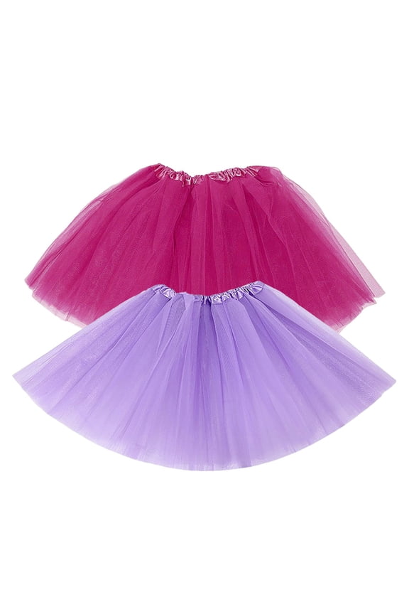 2-Pack Women's Tulle Tutu Skirt Set, Layered Mesh Dance Performance Skirt, Elastic Waist Party Costume Skirt, 2PC Ballet Recital Tutu Purple A