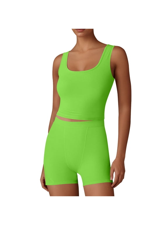 2-Pack Women's U-Neck Longline Sports Bras - Seamless Workout Crop Tops | Yoga Gym Athletic Camisole Blend Fabric Moisture Wicking