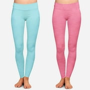BARGAIN HONCHO 2-Pack Women's Ultra-Soft Cozy Seamless Marled Space Dye Athletic Stretch Yoga Leggings