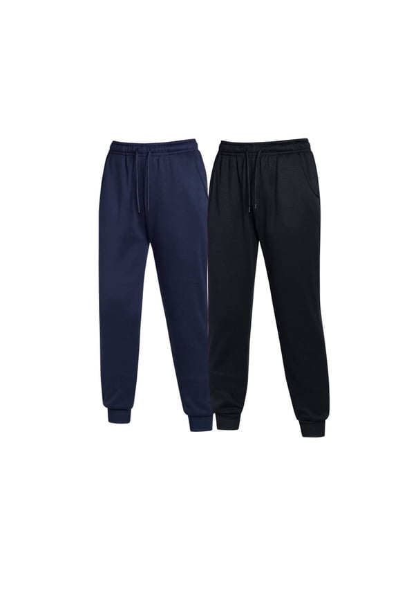 2-Pack Women's Winter Joggers Warm Elastic-Waist Lightweight Sweatpants Lounge Trousers for Autumn & Winter Black/Drgrey 3XL