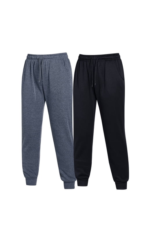 2-Pack Women's Winter Joggers Warm Elastic-Waist Lightweight Sweatpants Lounge Trousers for Autumn & Winter Black/gray XL