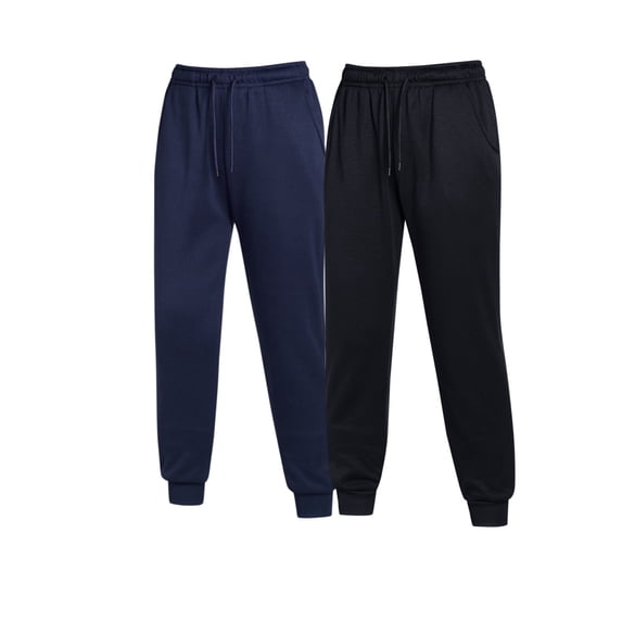 2-Pack Women's Winter Joggers Warm Elastic-Waist Lightweight Sweatpants Lounge Trousers for Autumn & Winter Black/navy 2XL