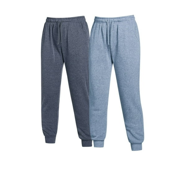 2-Pack Women's Winter Joggers Warm Elastic-Waist Lightweight Sweatpants Lounge Trousers for Autumn & Winter Navy/Drgrey 2XL