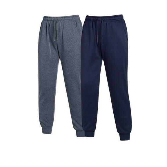 2-Pack Women's Winter Joggers Warm Elastic-Waist Lightweight Sweatpants Lounge Trousers for Autumn & Winter Navy/gray L