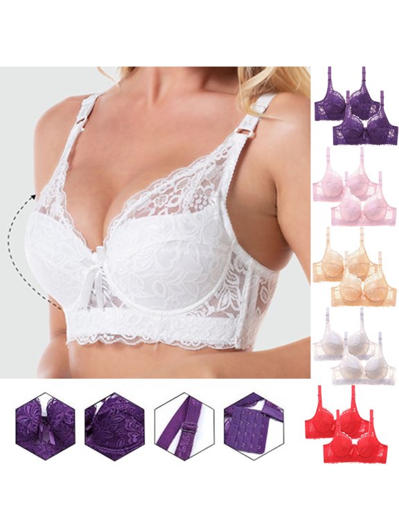 2 Pack Women's Wireless Bra for Front Closure, Wire-Free Comfort, Patterned Style And Flexible Fit, Supportive Underwear for Daily Outfits And Relaxed Weekends, for Home, Travel