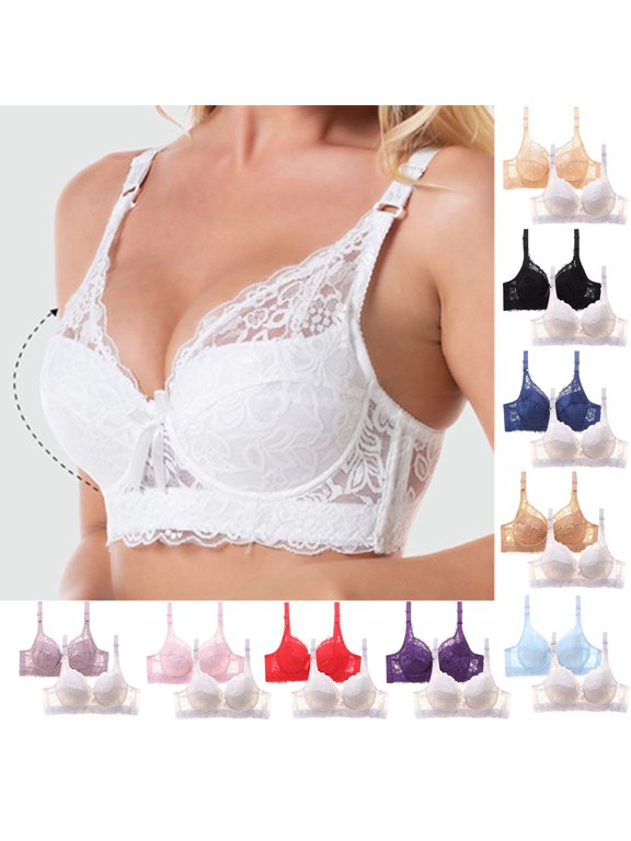 2 Pack Women's Wireless Bra for Front Closure, Wire-Free Comfort, Patterned Style And Flexible Fit, Supportive Underwear for Daily Outfits And Relaxed Weekends, for Home, Travel