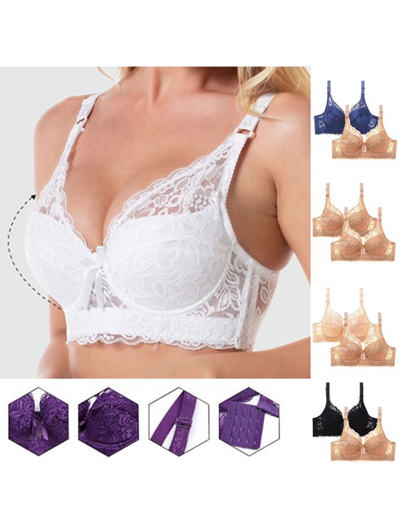 2 Pack Women's Wireless Bra for Front Closure, Wire-Free Comfort, Patterned Style And Flexible Fit, Supportive Underwear for Daily Outfits And Relaxed Weekends, for Home, Travel