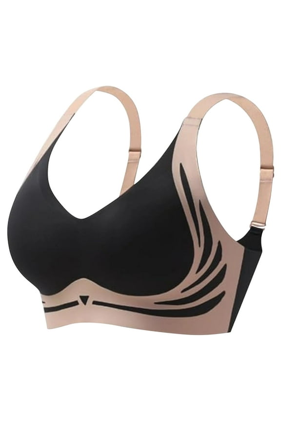 2 Pack Women's Wireless Sports Bras Shockproof Fixed Cup Bralettes Push Up Lift for Running & Everyday Wear Black XL