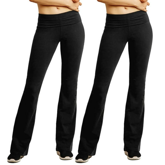 2 Pack Women’s Yoga Pants Cotton Flare Bootcut High Waist Tummy Control Soft Leggings Cozy Stretch Breathable Workout Womenswear Activewear