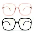 thumbnail image 1 of (2-Pack) Womens 90s Oversize Rectangular Butterfly Clear Lens Eyeglasses 1 Black 1 Pink, 1 of 2