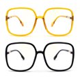 thumbnail image 1 of (2-Pack) Womens 90s Oversize Rectangular Butterfly Clear Lens Eyeglasses 1 Black 1 Yellow, 1 of 2