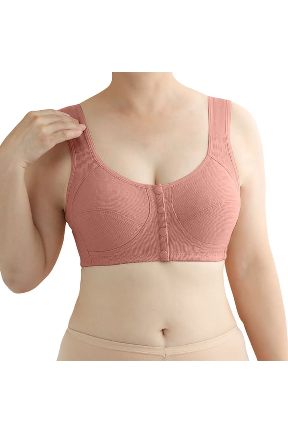 2 Pack Womens Bras Comfortable Front Closure Non Wired Vest Mature Lightweight Versatile Everyday Wear Bras