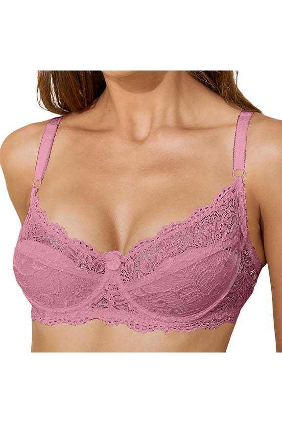 2 Pack Womens Bras Comfortable Lace Underwire With Adjustable Thin Cup Everyday Wear Versatile Bras
