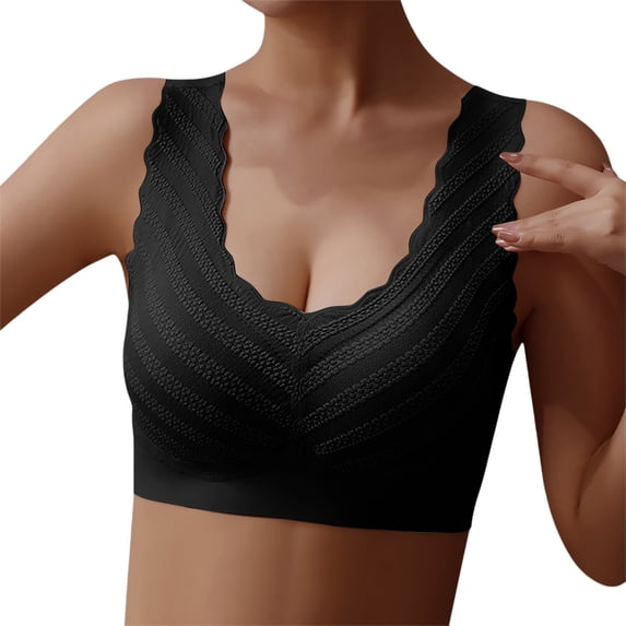 2 Pack Womens Bras Comfortable Seamless Bralette Sleep With Lace Trim Relax Nightwear Plus Size Wireless Support Bras
