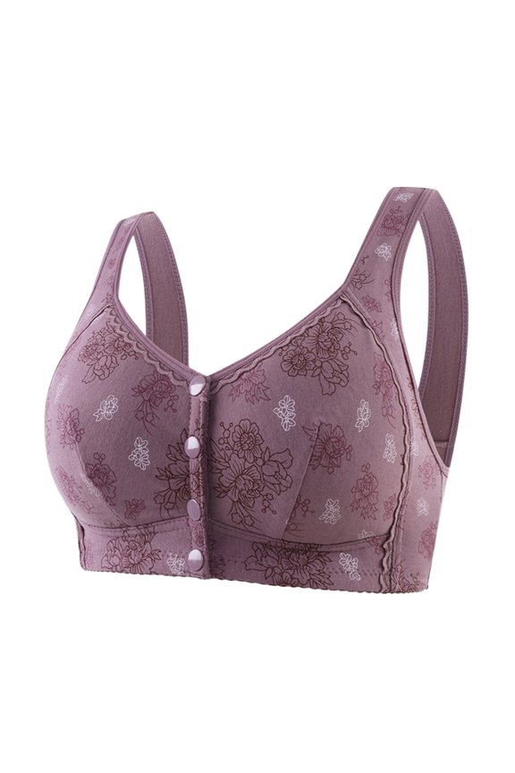 2 Pack Womens Bras Front Side Buckle Lace Edge Without Steel Ring Movement Seamless Gathering Adjustment Yoga Sleep Large Bras