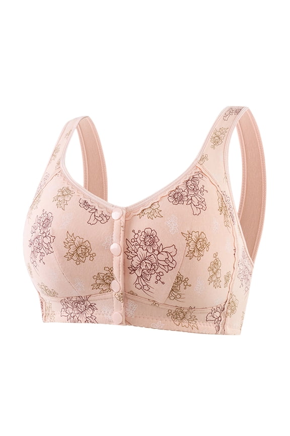 2 Pack Womens Bras Front Side Buckle Lace Edge Without Steel Ring Movement Seamless Gathering Adjustment Yoga Sleep Large Bras