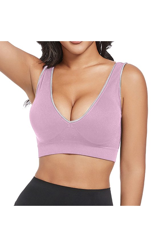 2 Pack Womens Bras Front Side Buckle Lace Edge Without Steel Ring Movement Seamless Gathering Adjustment Yoga Sleep Large Bras