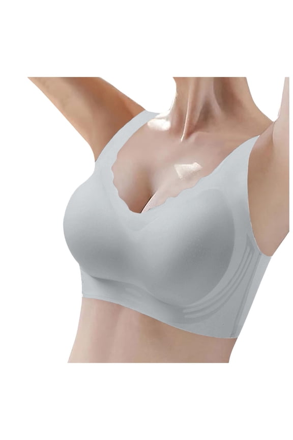 2 Pack Womens Bras Ice Silk Seamless Cold Feeling Thin Soft Support Breathable Comfortable Fixed Underwear Bras