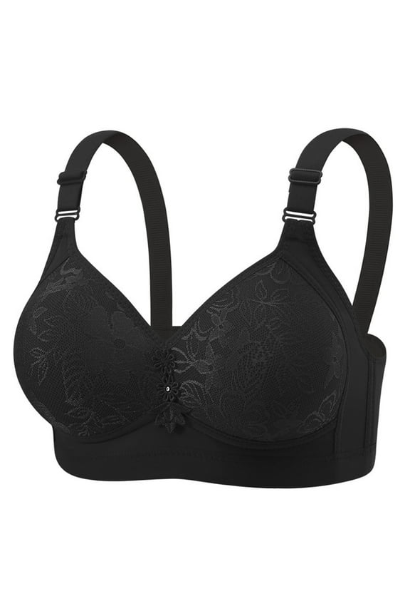 2 Pack Womens Bras Lace Flower No Underwire Three Four Button Sponge Cup Plus Size Bras