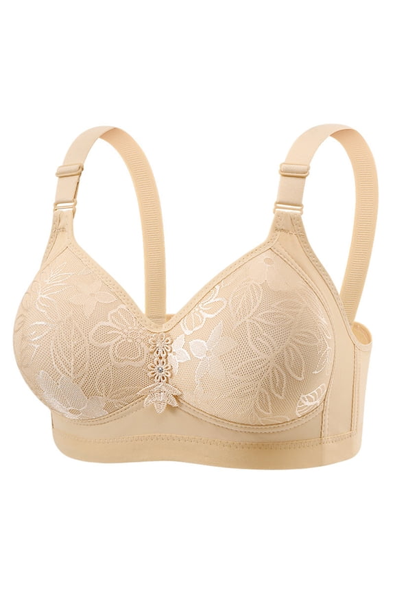 2 Pack Womens Bras Lace Flower No Underwire Three Four Button Sponge Cup Plus Size Bras