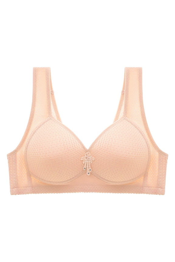 2 Pack Womens Bras No Underwire Light Side Control Wireless Back Lift Underwear,Red,38