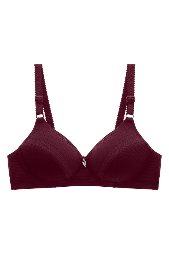 2 Pack Womens Bras No Underwire Mature Thin Bralettes Wireless Bust Minimizer Underwear,Red,46