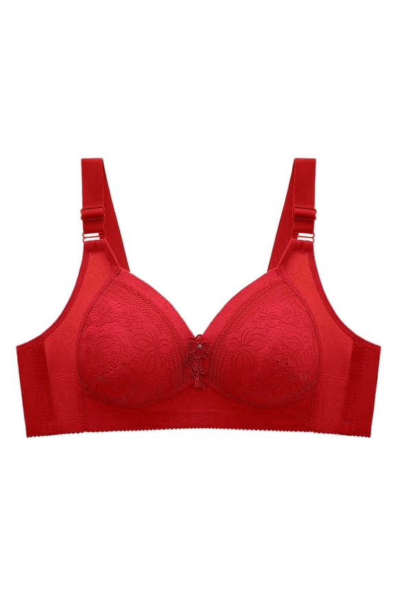 2 Pack Womens Bras No Underwire Pattern Wireless Airy Push Up Underwear,Red,38