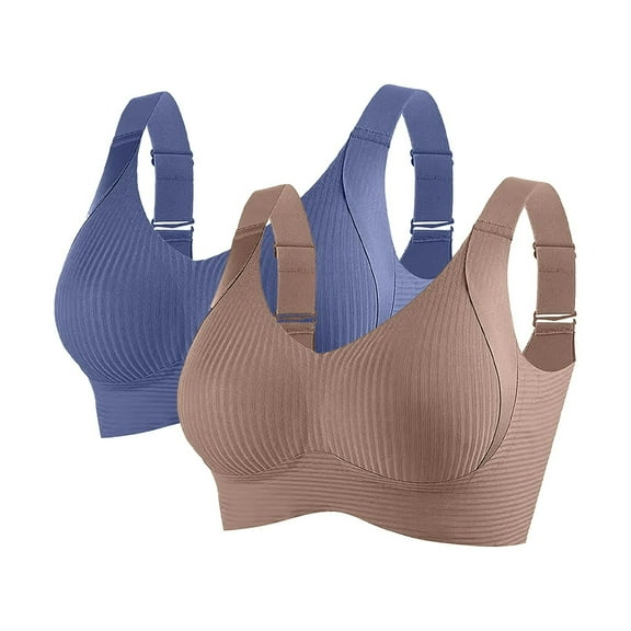 2 Pack Womens Bras Solid No Underwire Sports Bra Full Cup Casual Seamless Bralettes Comfortable Everyday Lingerie