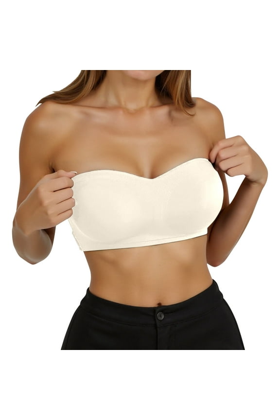 2 Pack Womens Bras Strapless Back Side Closure Seamless Wireless Everyday Wear Light Support Casual Home Use Bras