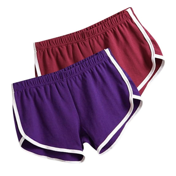2 Pack: Womens Cotton Yoga Dance Short Pants Summer Athletic Cycling Hiking Sports Shorts Dolphin Soft Comfy Shorts