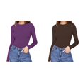 (2Pack) Womens Crew Neck Long Thermal Jumpsuit Women Sleeve Bodysuit